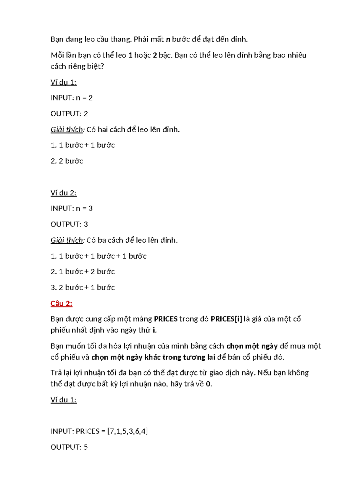 Civil test some code practical Bạn đang leo cầu thang. Phải mất n