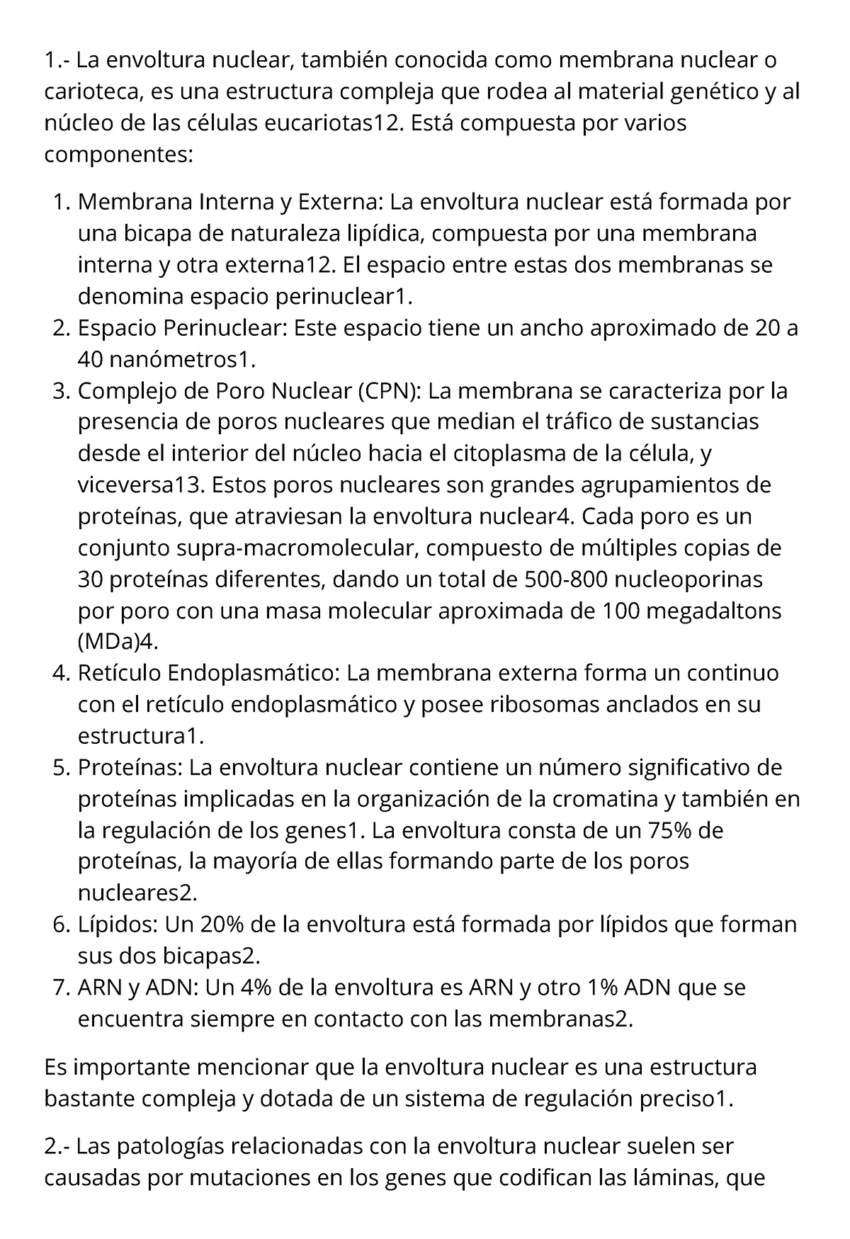 Nucleo 1 - 1.- La envoltura nuclear, también conocida como membrana ...