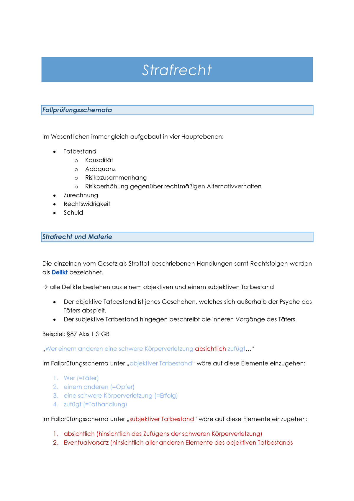 Strafrecht Zusammenfassung - Strafrecht Fallprüfungsschemata Im ...