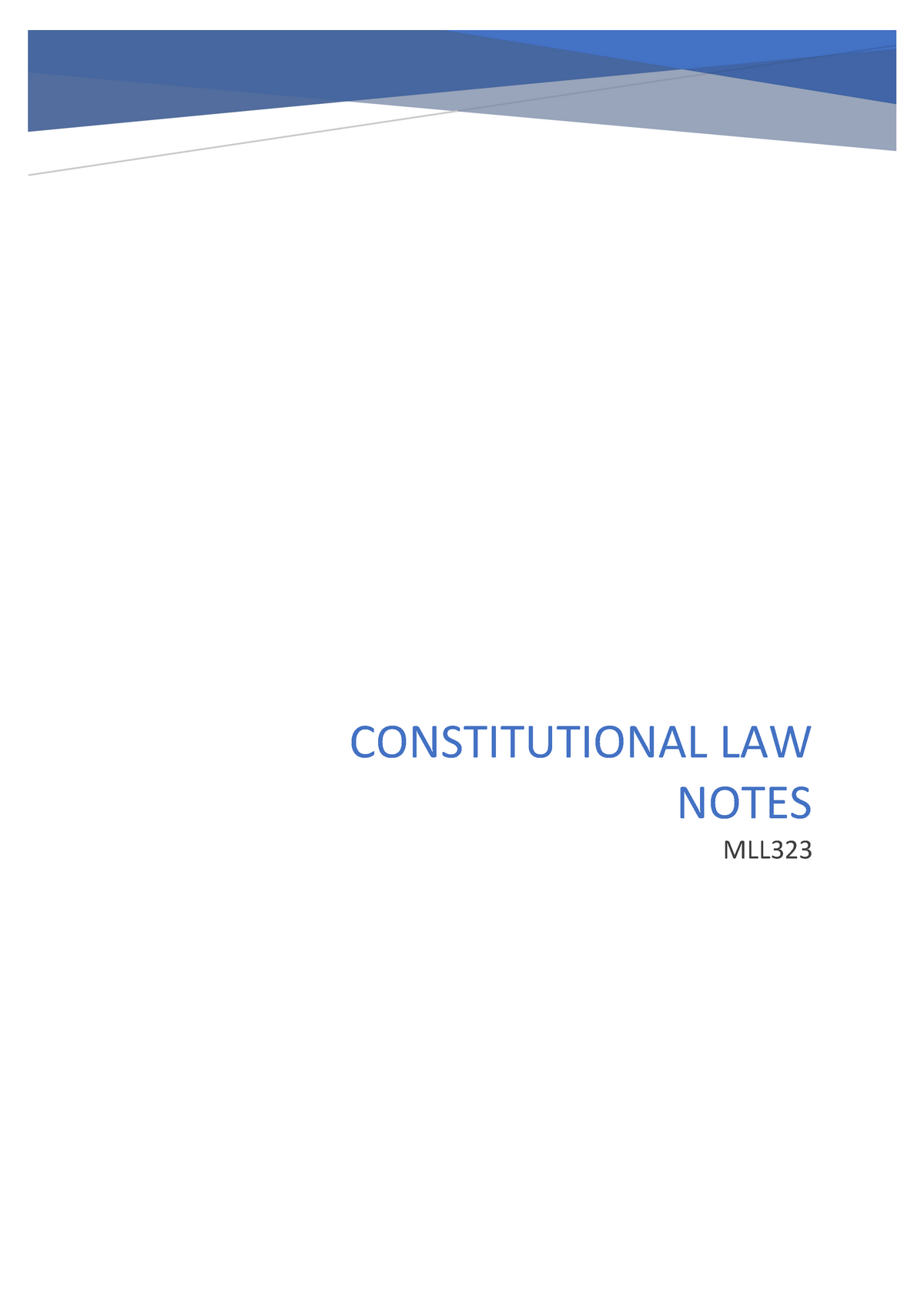 Constitutional Law Notes - CONSTITUTIONAL LAW NOTES MLL Ta Ble Of ...