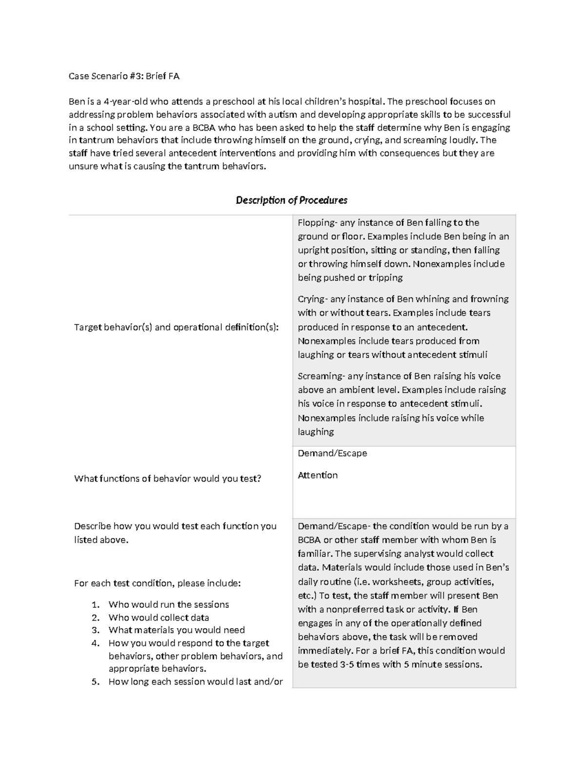 Brief FA Case Scenario Template Updated 2020 - Case Scenario #3: Brief ...