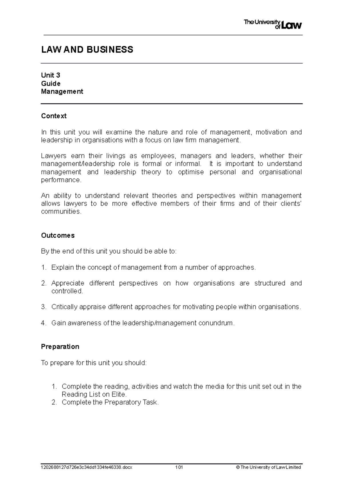 2223 lbus ws03 ce01 guide - LAW AND BUSINESS Unit 3 Guide Management ...