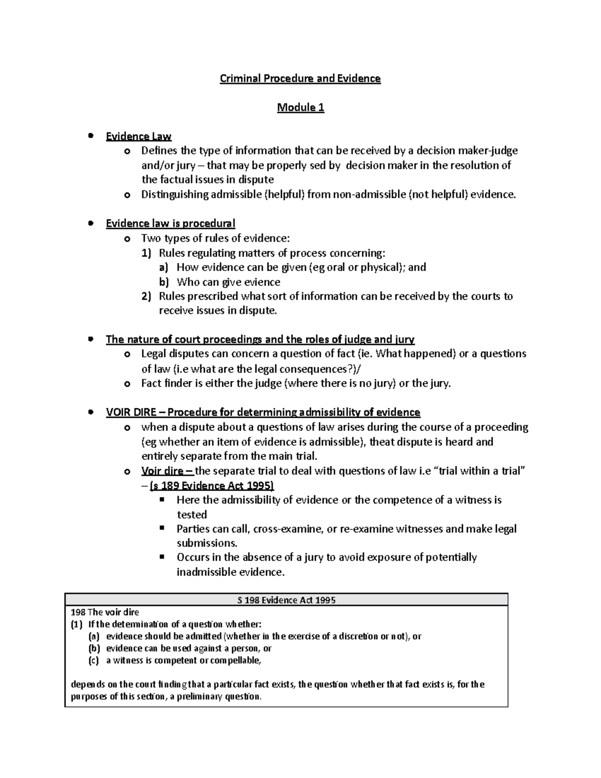 Criminal Procedure and Evidence Module 1 - Studocu