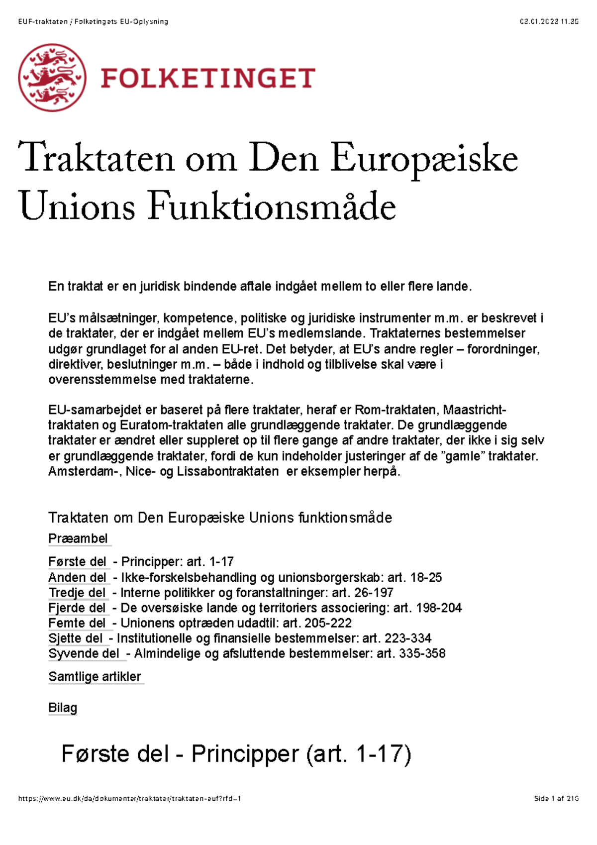 TEUF - TEUF - Traktaten Om Den Europæiske Unions Funktionsmåde En ...