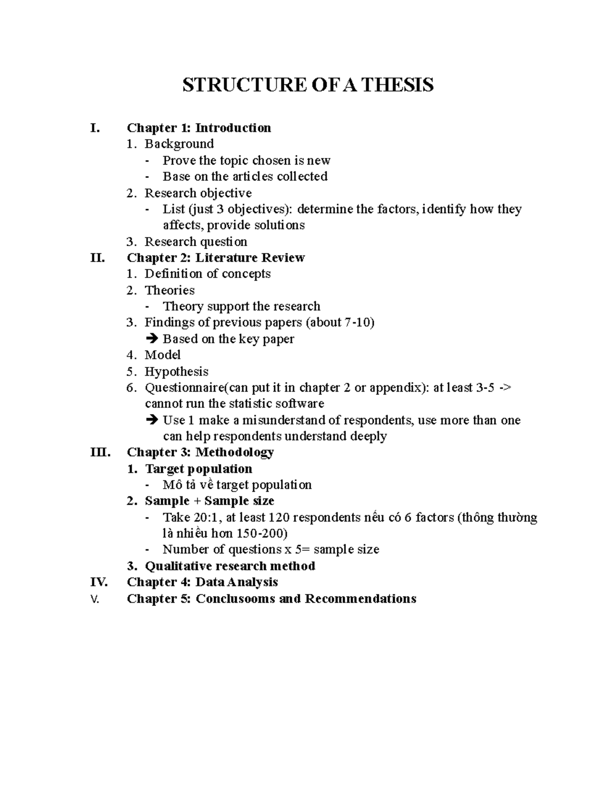 BRM - BRM - STRUCTURE OF A THESIS I. Chapter 1: Introduction 1 ...