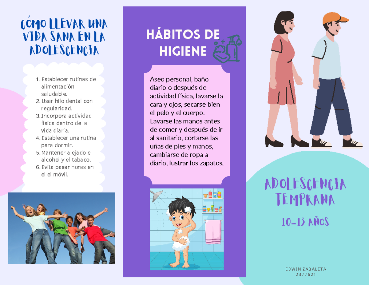 Temprana - HÁBITOS DE HIGIENE ADOLESCENCIA TEMPRANA CÓMO LLEVAR UNA