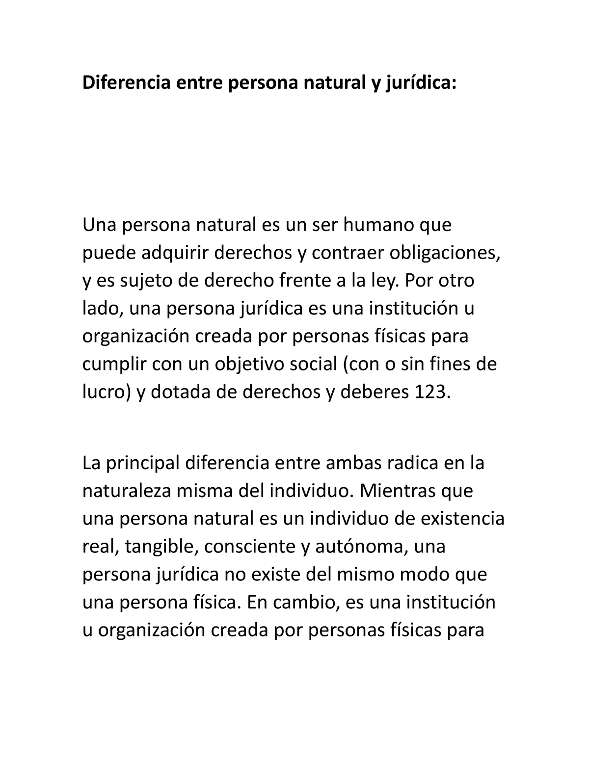 Diferencia Entre Persona Natural Y Jurídica Diferencia Entre Persona