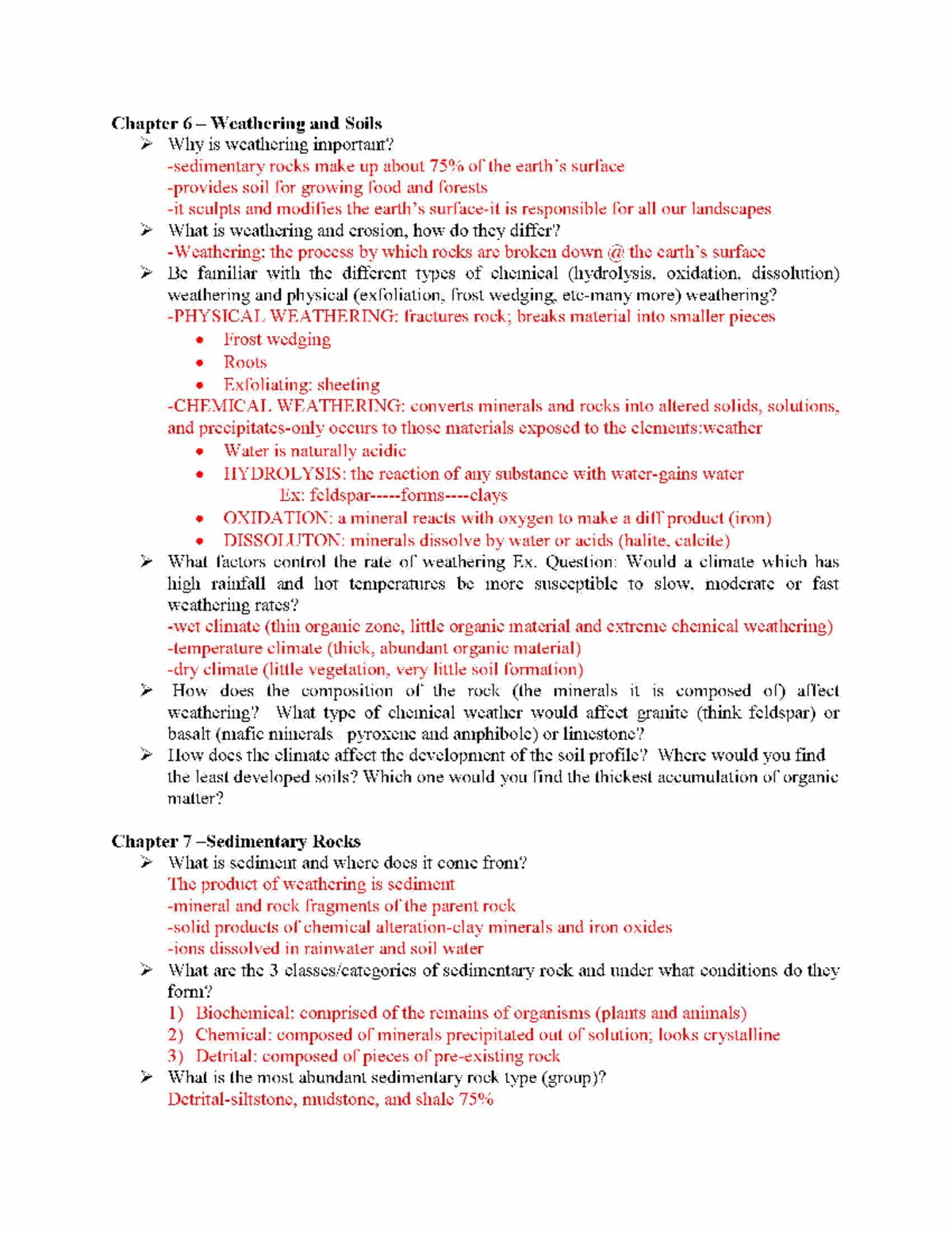Lecture notes, course ch 6 - Weathering and soils - Chapter 6 ...