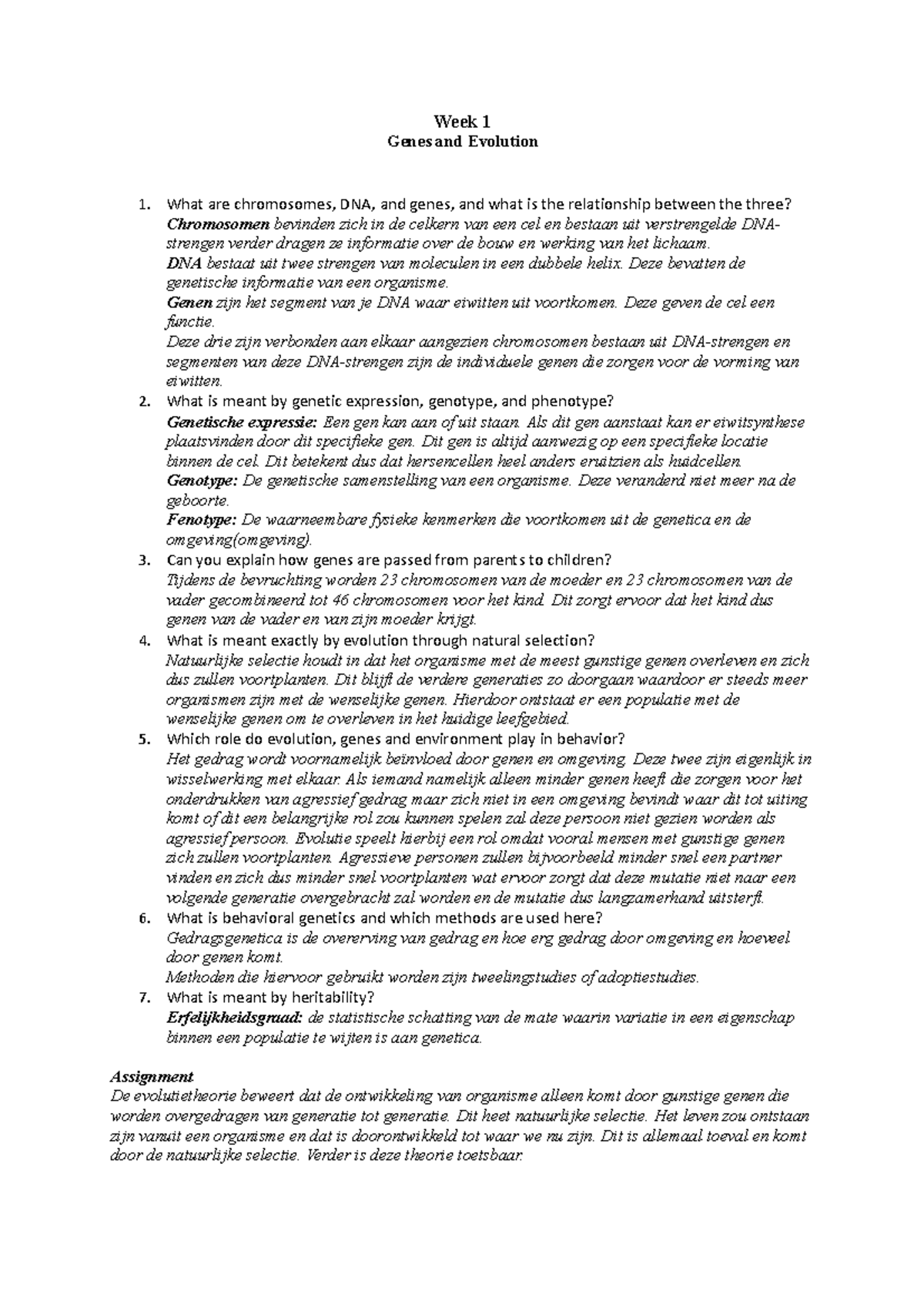 inleiding-psychologie-week-1-genes-and-evolution-1-what-are