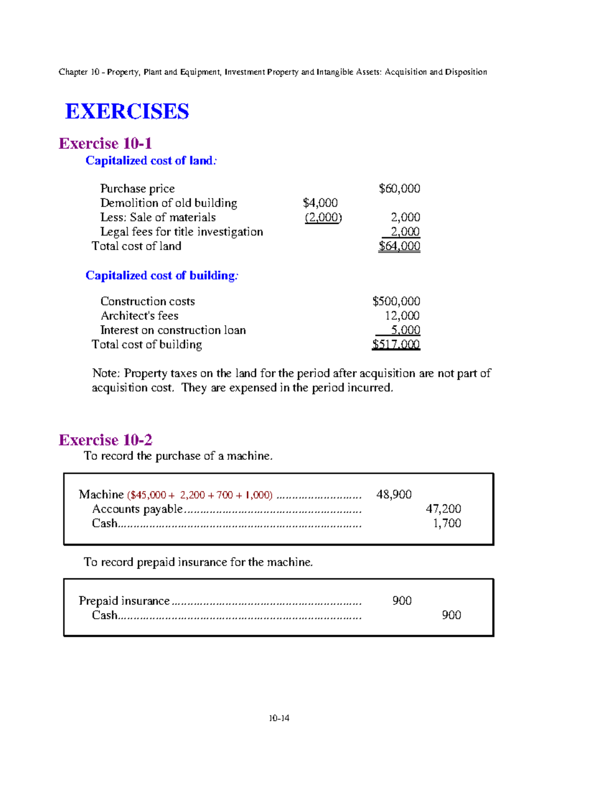 Answers 2 Practice Exercise 10 Capitalized cost of land Purchase
