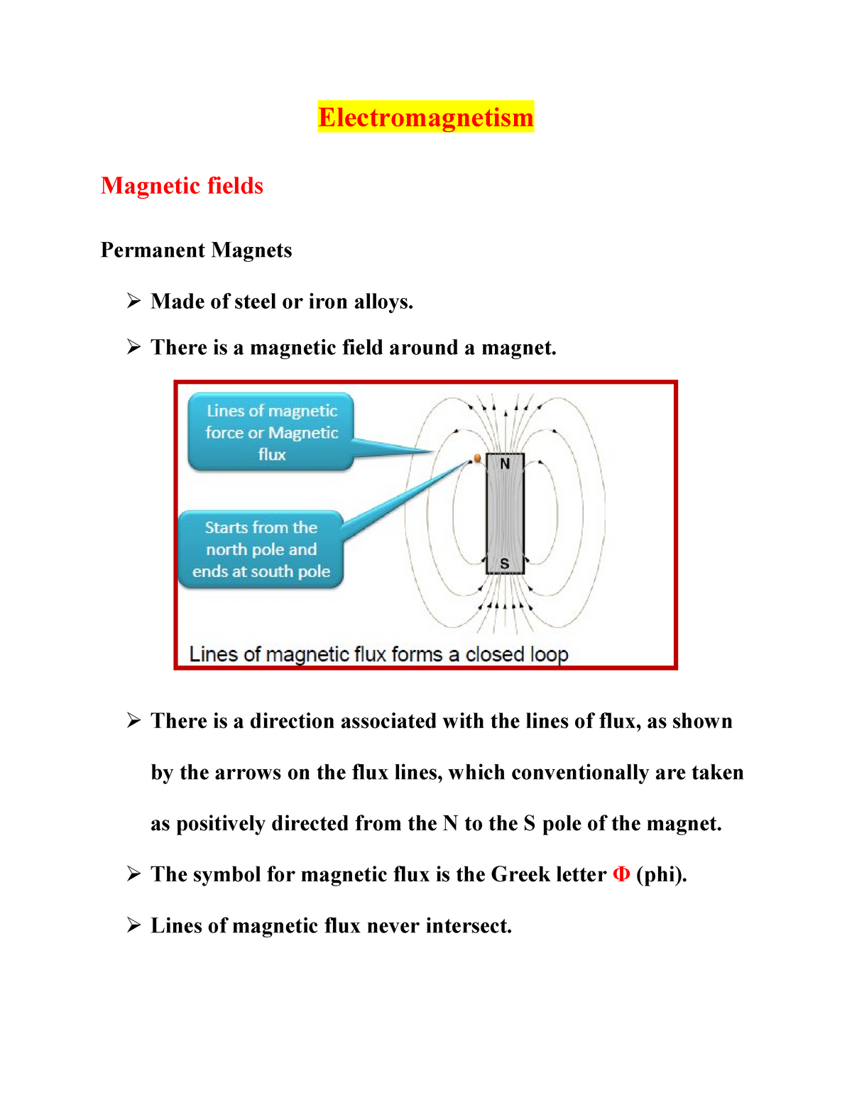 Electromagnetism - Lecture Notes 1 - Electromagnetism Magnetic Fields ...