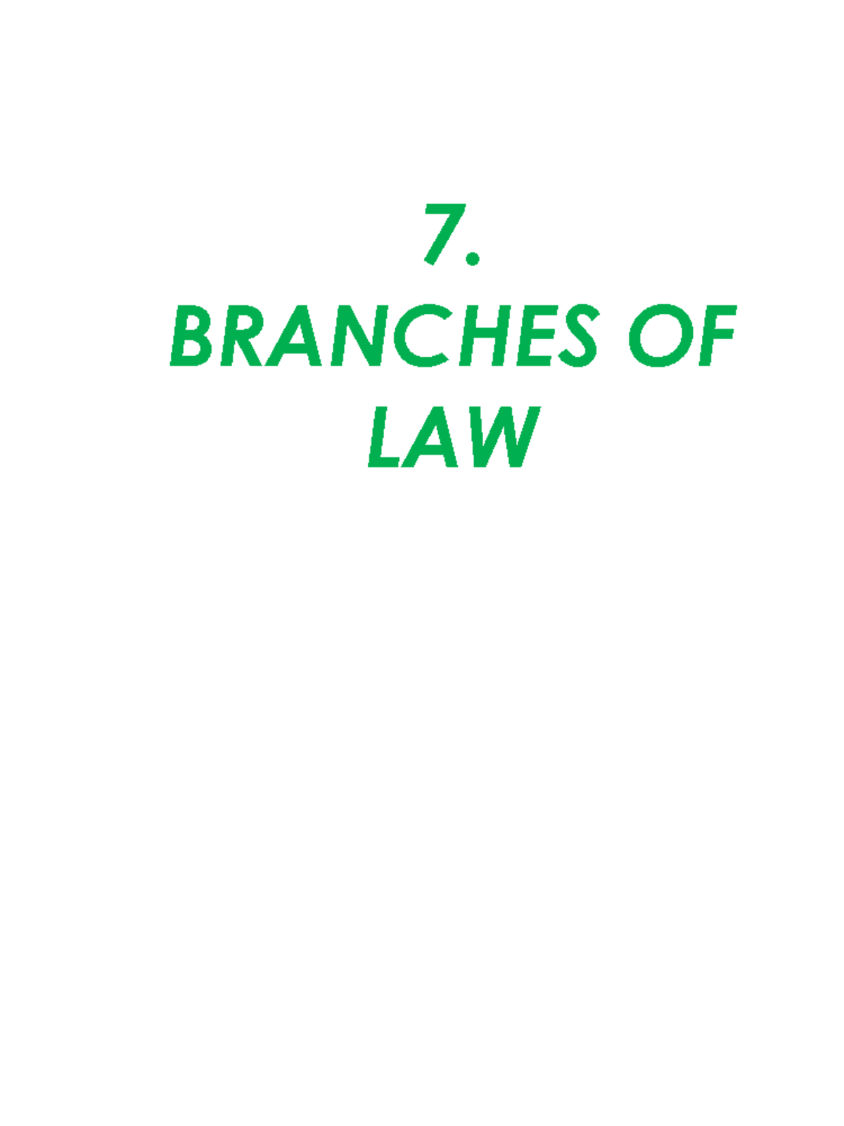 7. Branches of law - helpful - 7. BRANCHES OF LAW NATIONAL LAW ...