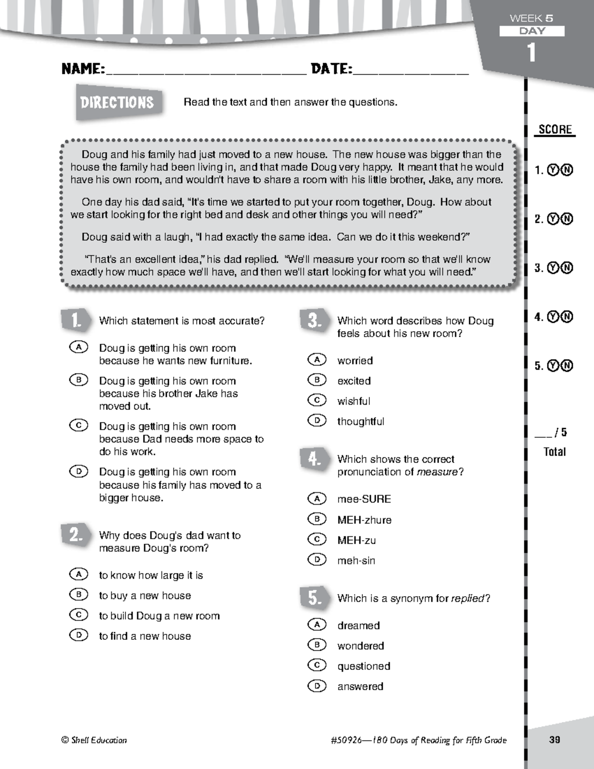 Week5week 1 to week 13 notes - Directions © Shell Education #50926—180 ...