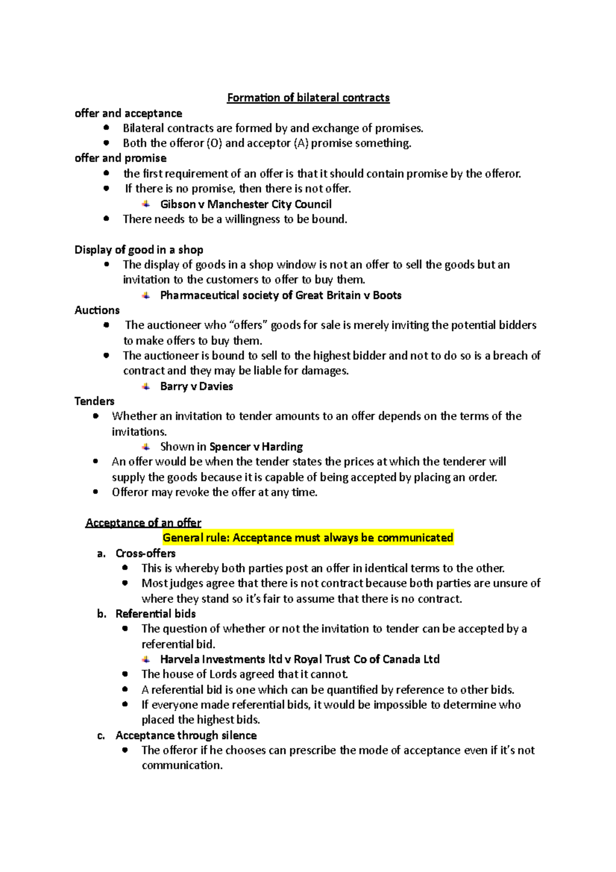 Revision contract - Formation of bilateral contracts offer and ...