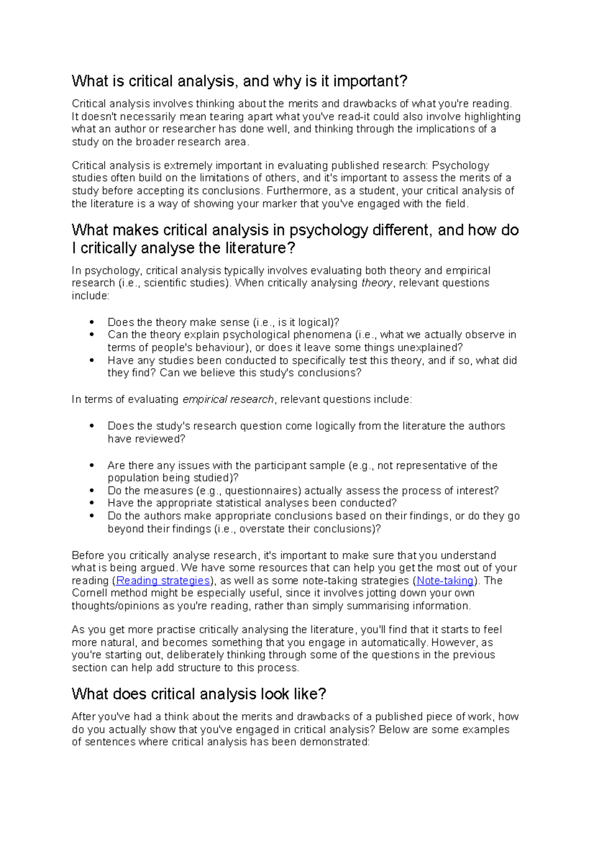 What is critical analysis - It doesn't necessarily mean tearing apart ...