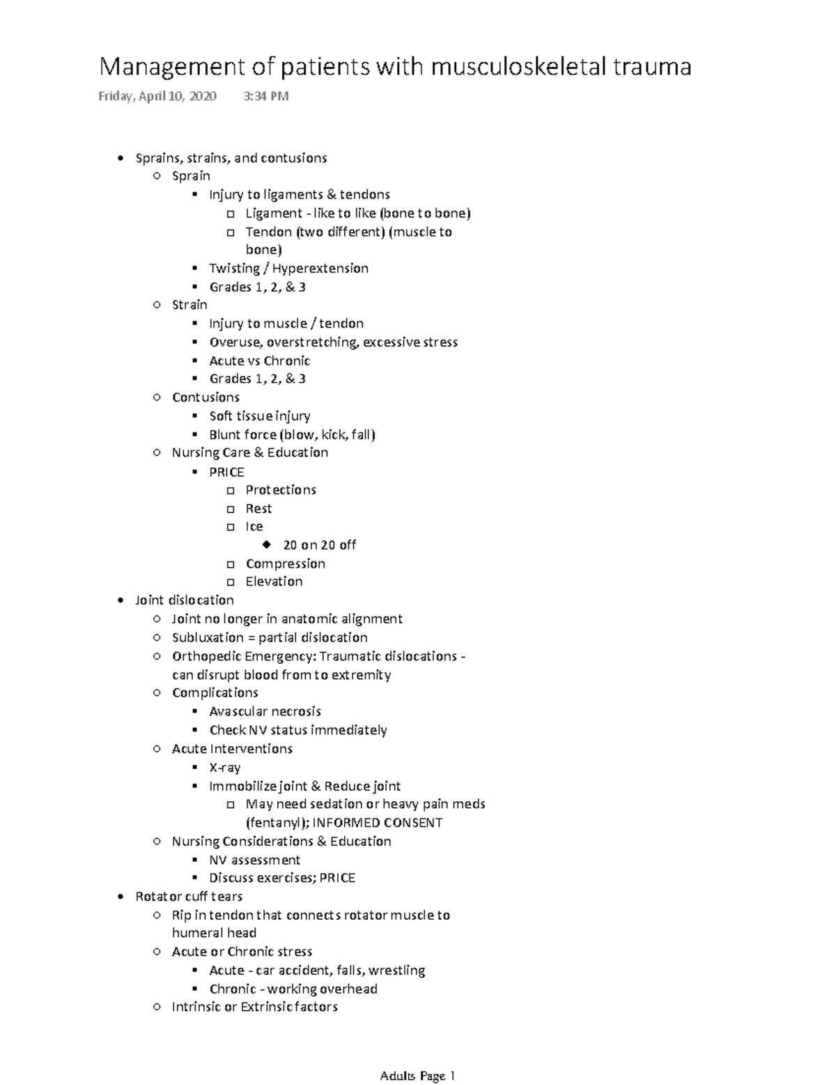 Management Of Patients With Musculoskeletal Trauma - Sprains, Strains ...