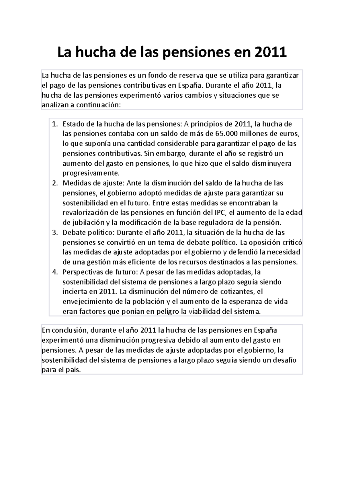 La hucha de las pensiones en 2011 - Durante el año 2011, la hucha de ...