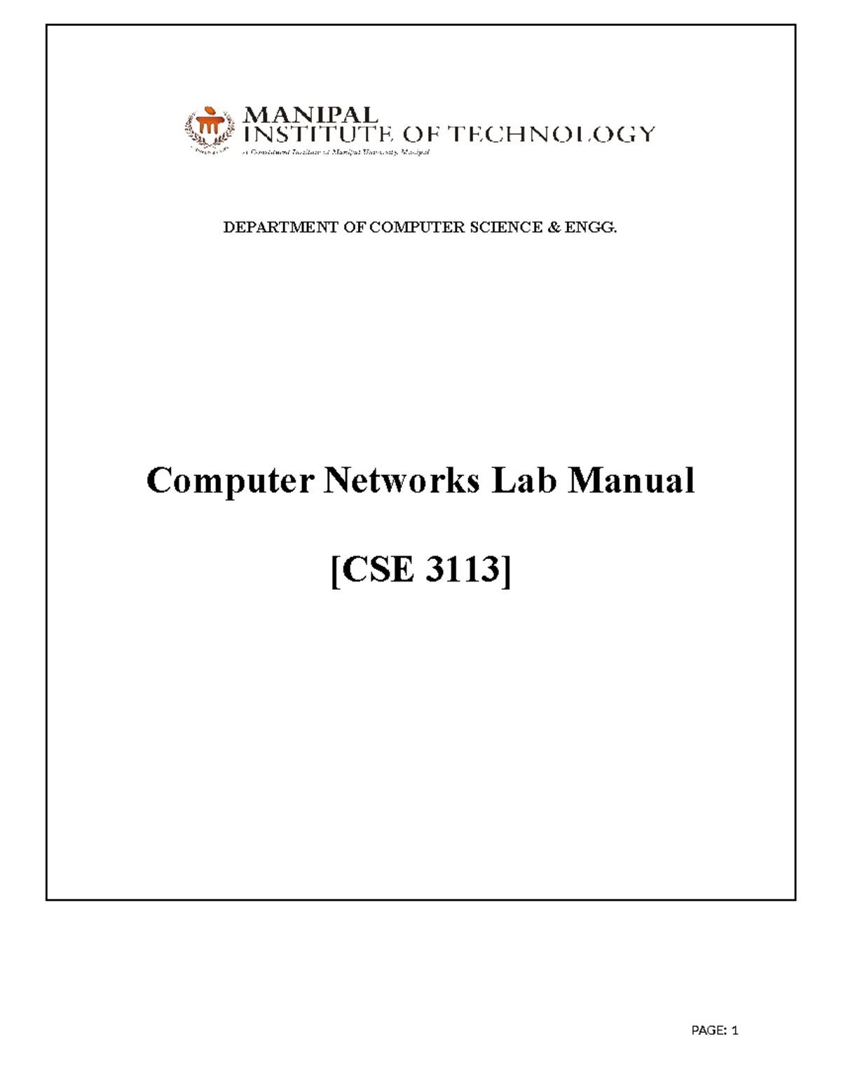 CN Complete Manual - Computer networks - Manipal University - Studocu