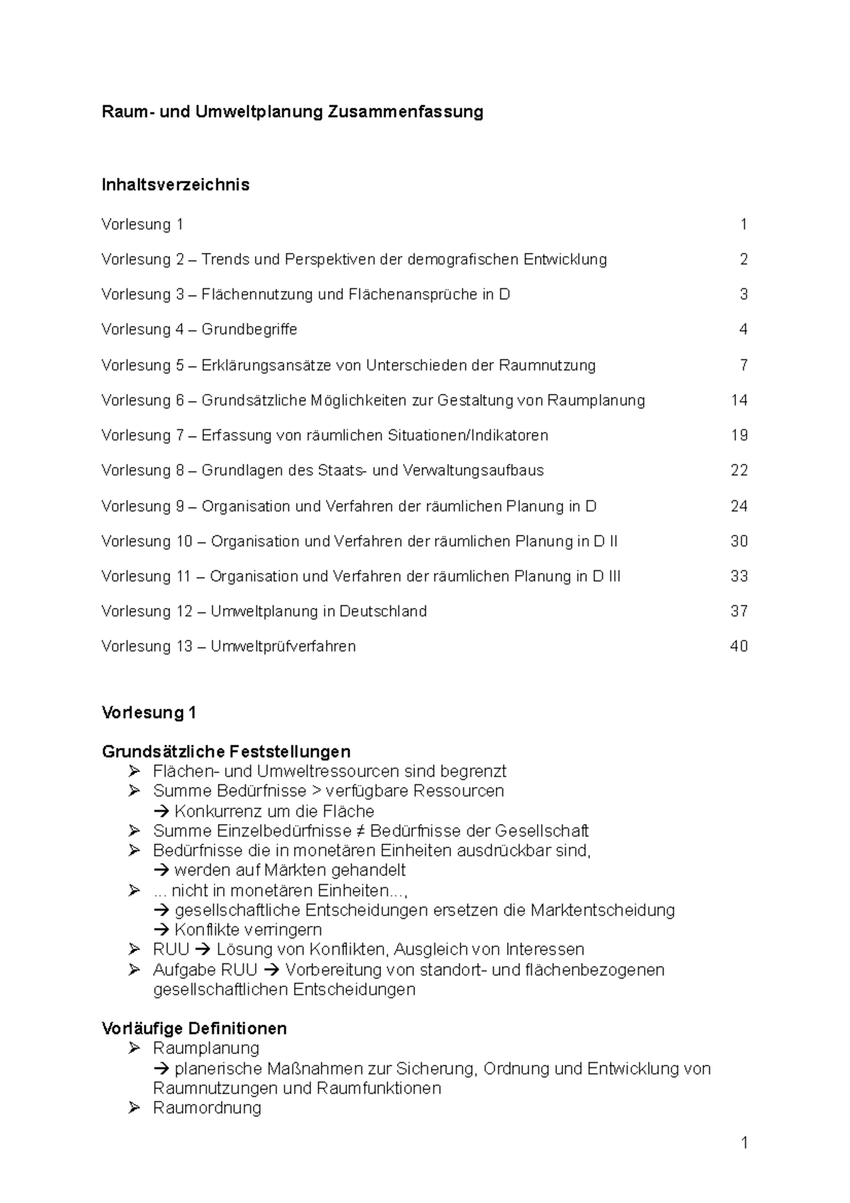 RUP-Zusammenfassung - Zusammenfassung Raum- Und Umweltplanung - Und ...