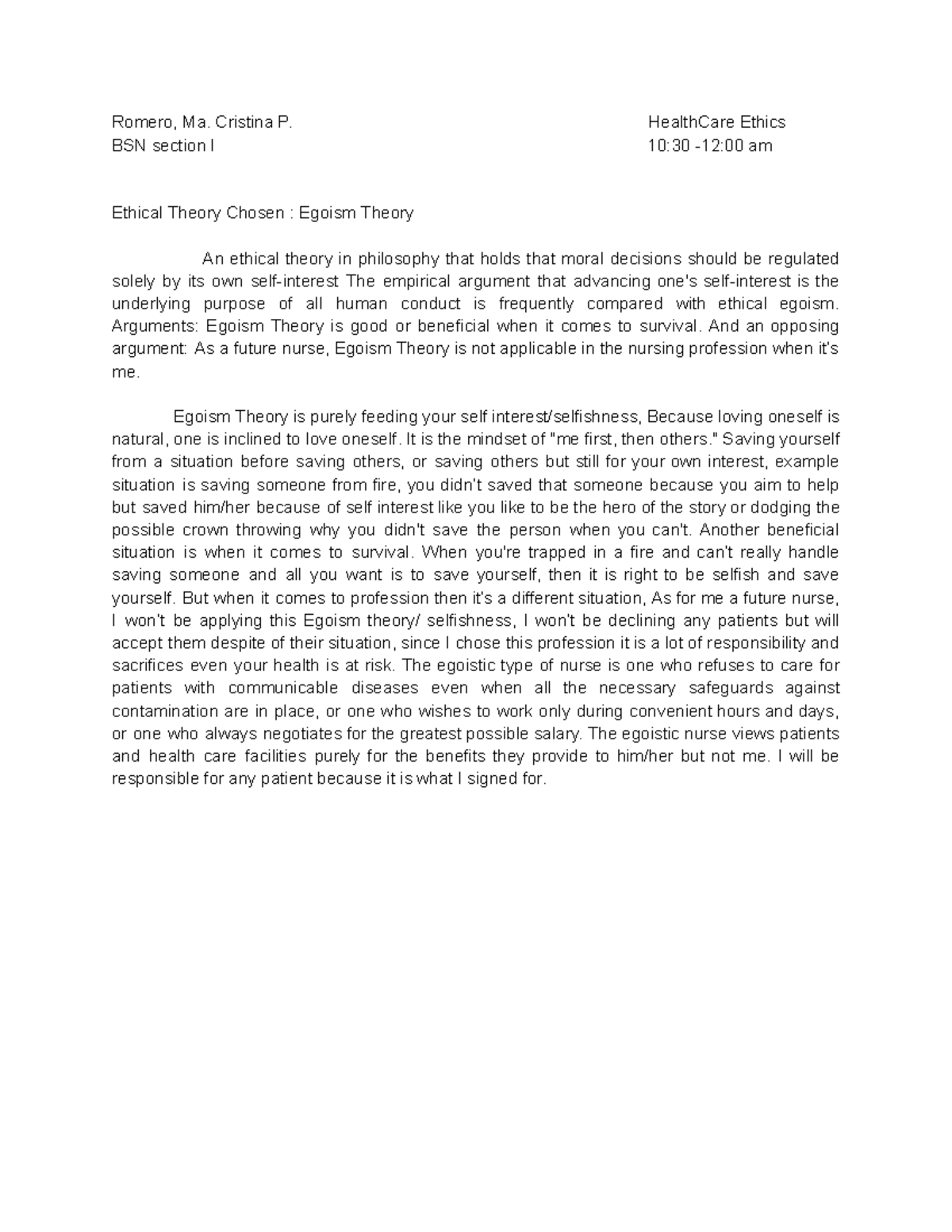 Defense Paper in HCE - Romero, Ma. Cristina P. HealthCare Ethics BSN ...