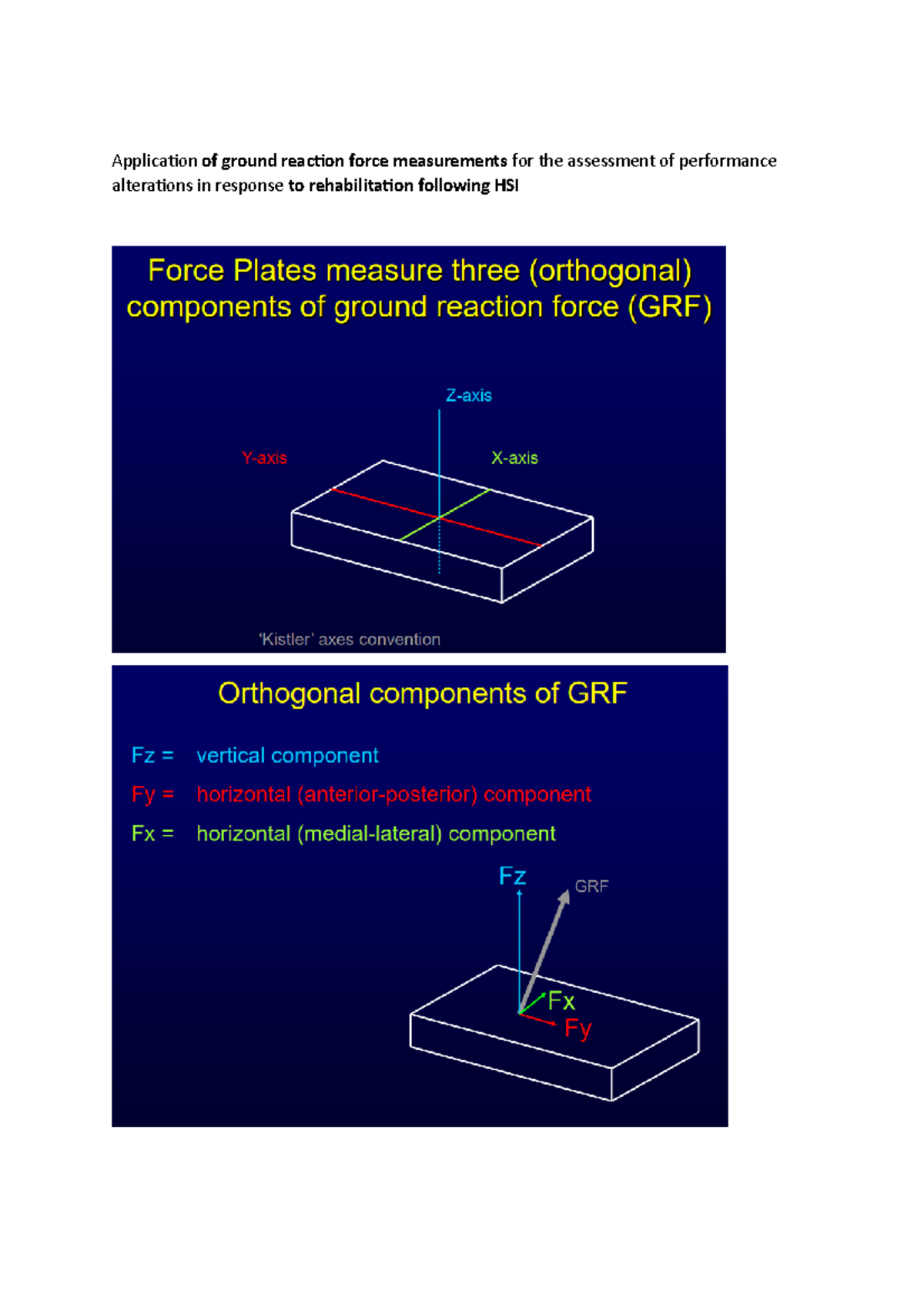 Application of ground reaction force measurements for the assessment of ...