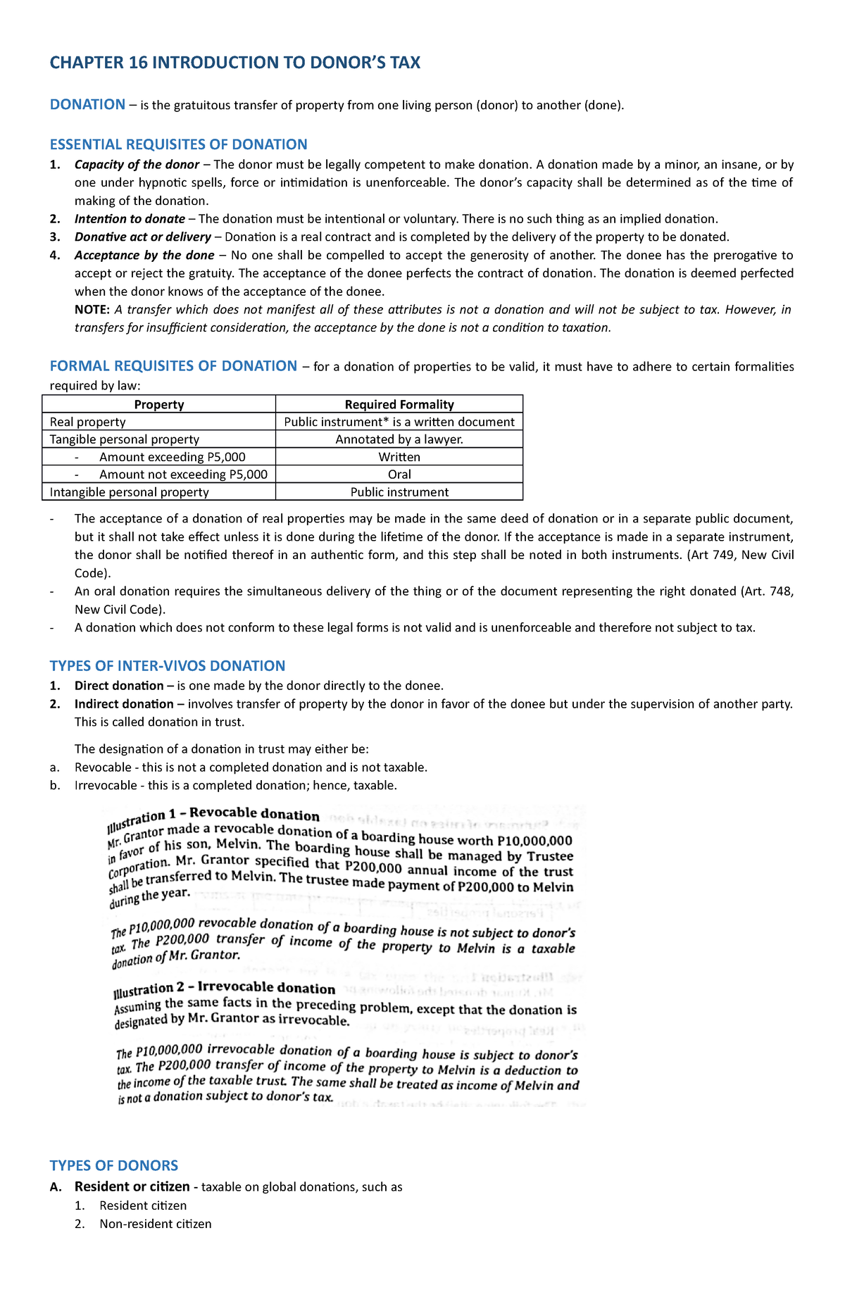 Chapter 16 - CHAPTER 16 INTRODUCTION TO DONOR’S TAX DONATION – Is The ...