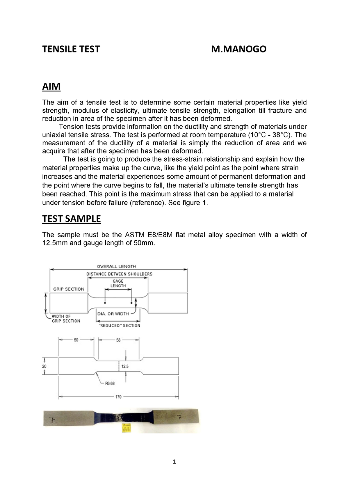 Tensile TEST Of A Specific Material - Warning: TT: Undefined Function ...