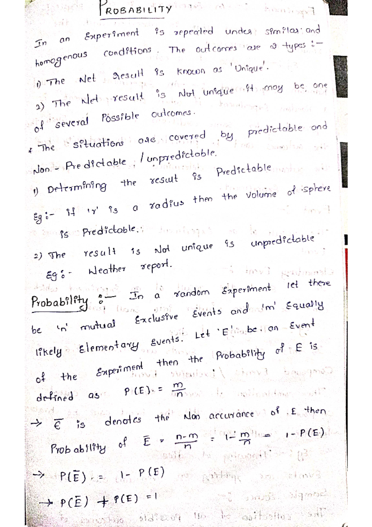 computer oriented stastical methods. unit 1. - PROBABILITY In an ...