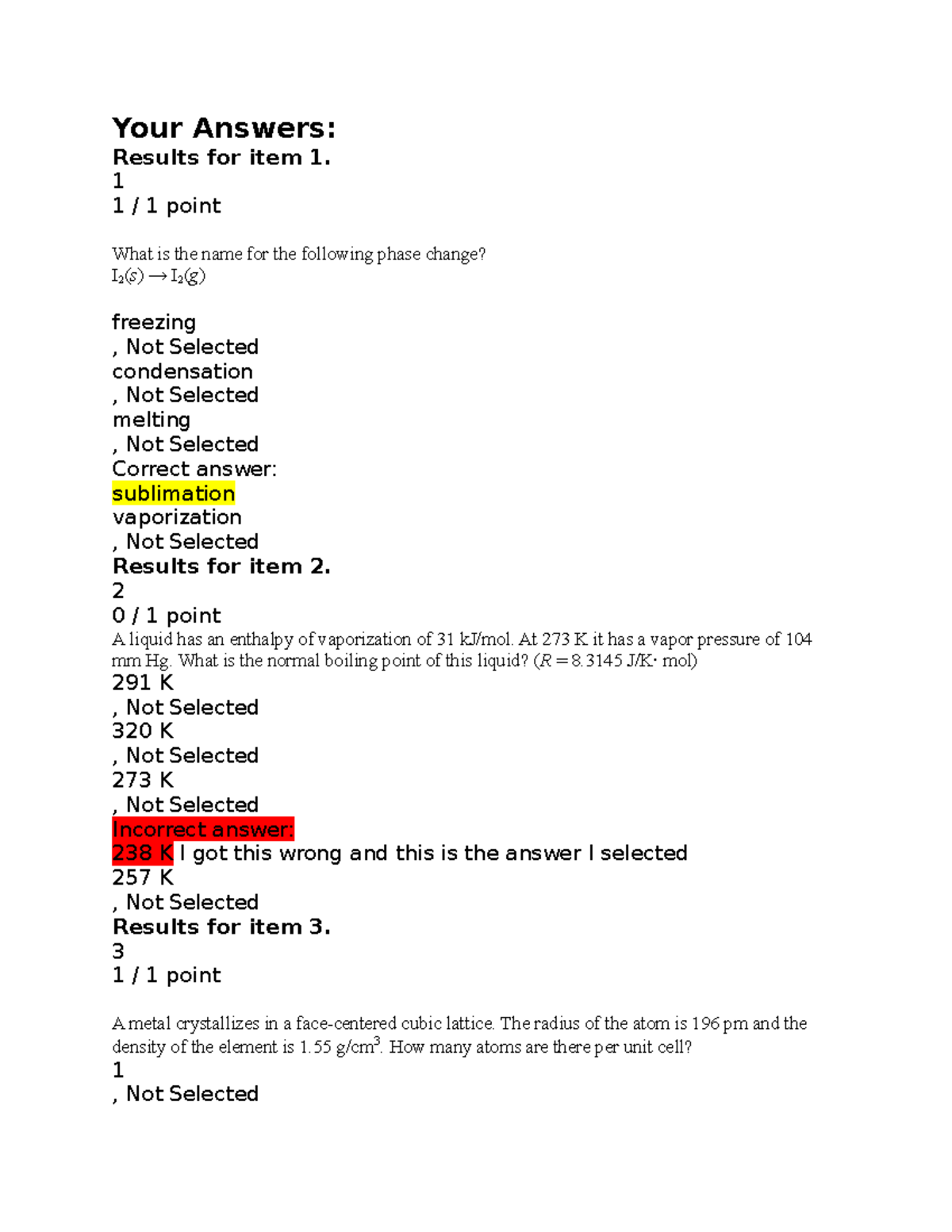 exam-1-chemistry-your-answers-results-for-item-1-1-1-1-point-what