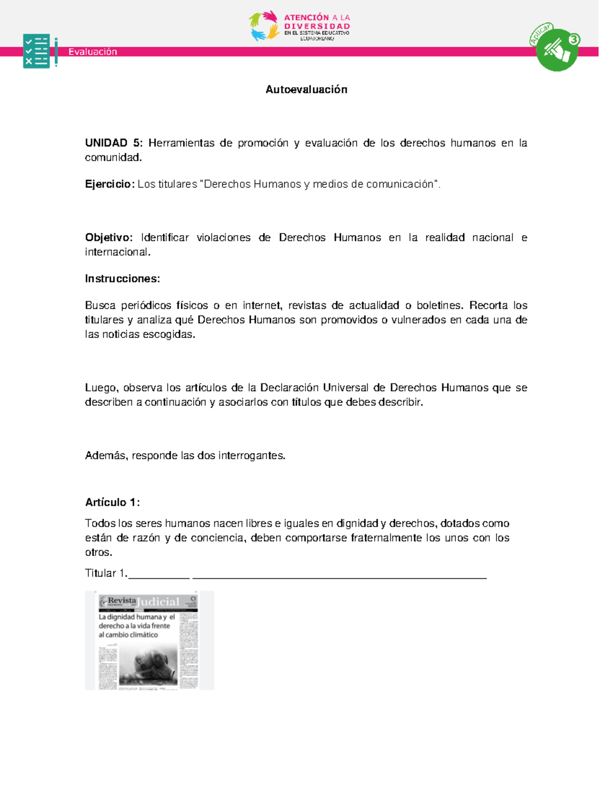 Los titulares Derechos humanos y medios de comunicación