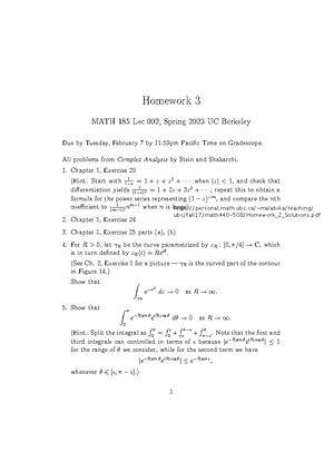 Homework 11 - 11th problem set from Math 185 - Math 185 Homework If you ...