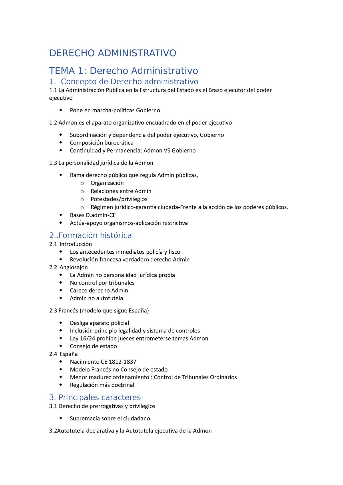 Derecho Administrativo Esquema Global - DERECHO ADMINISTRATIVO TEMA 1 ...