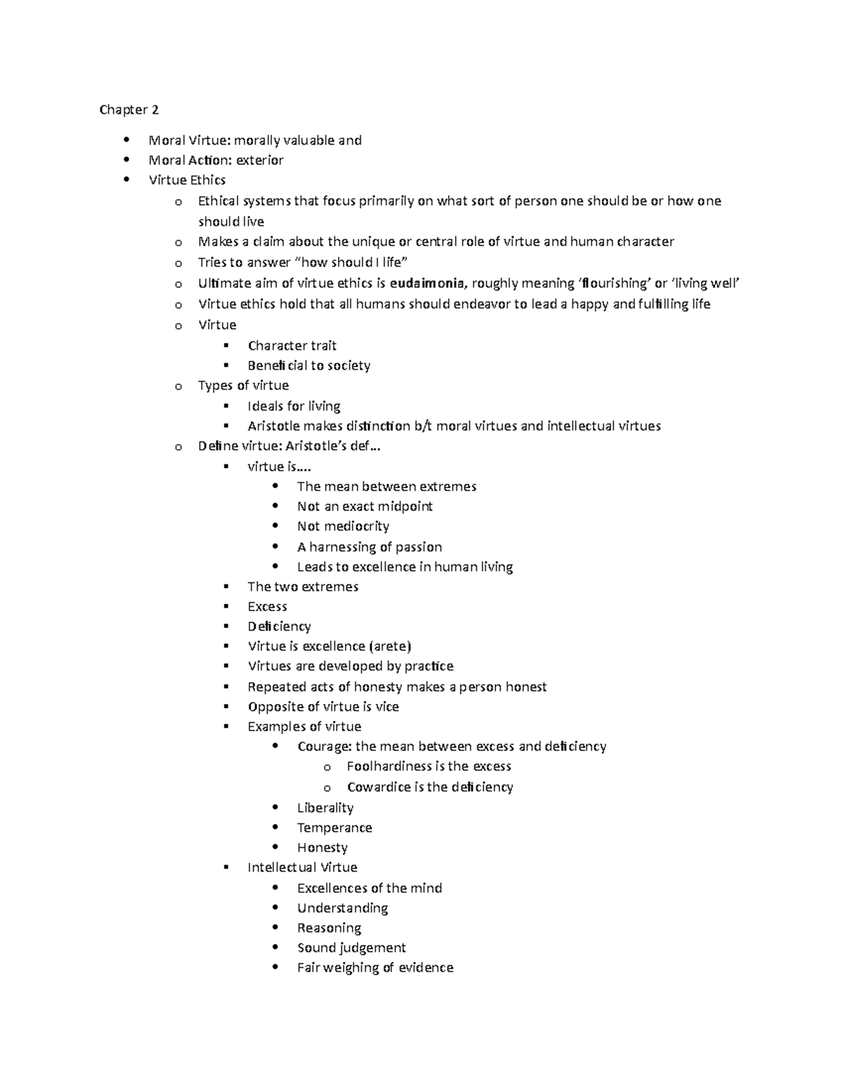 Chapter 2 Lecture Medical Ethics PHIL 321 Dr. M. Houck Chapter 2 Moral Virtue morally