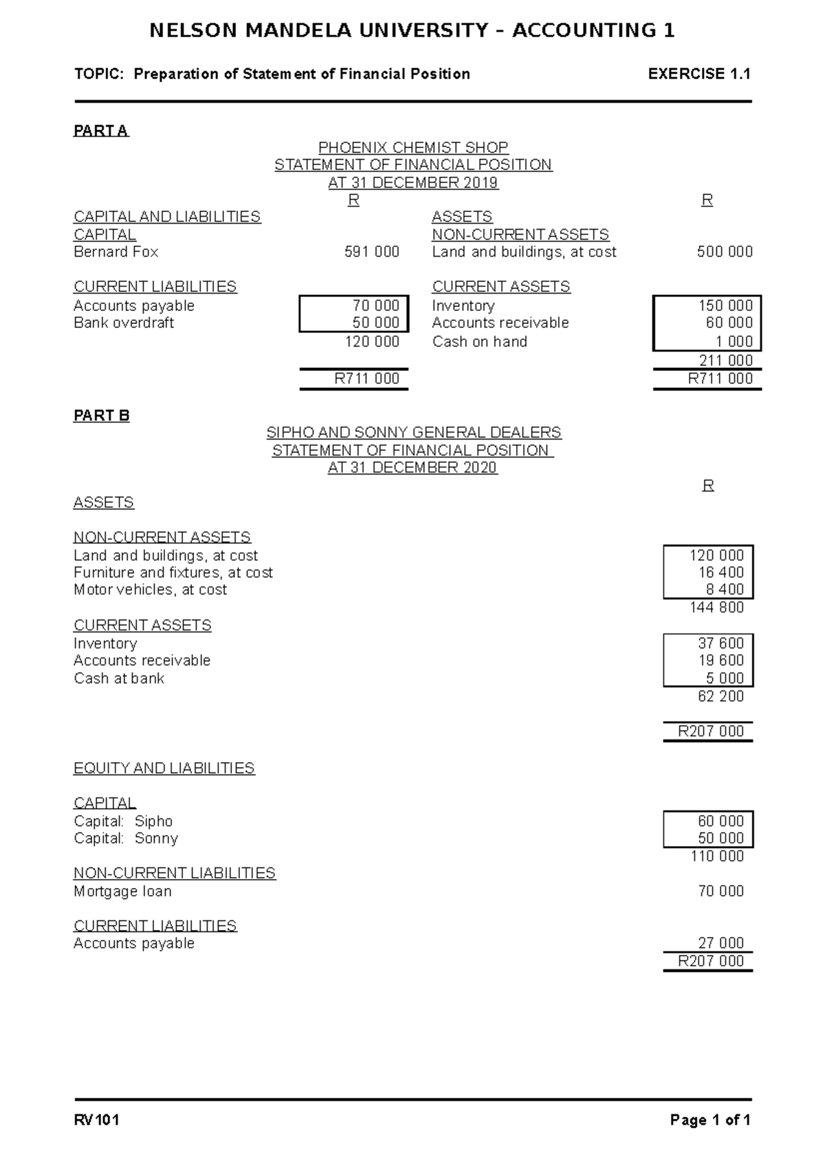 EXER 1.1 SOL (2023) - Financial Statements - NELSON MANDELA UNIVERSITY ...