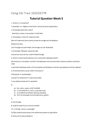 Lab11 - INF20010 Database Systems Week 11 Tutorial Questions Tutorial ...