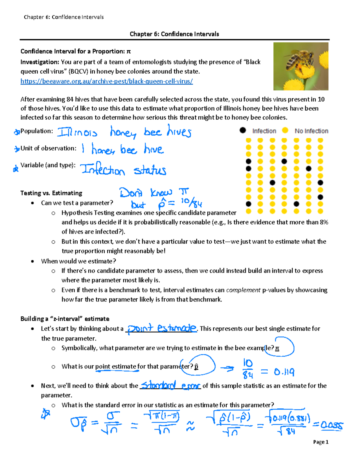 Chapter 6 - Confidence Intervals - Notes Outline - Chapter 6 ...