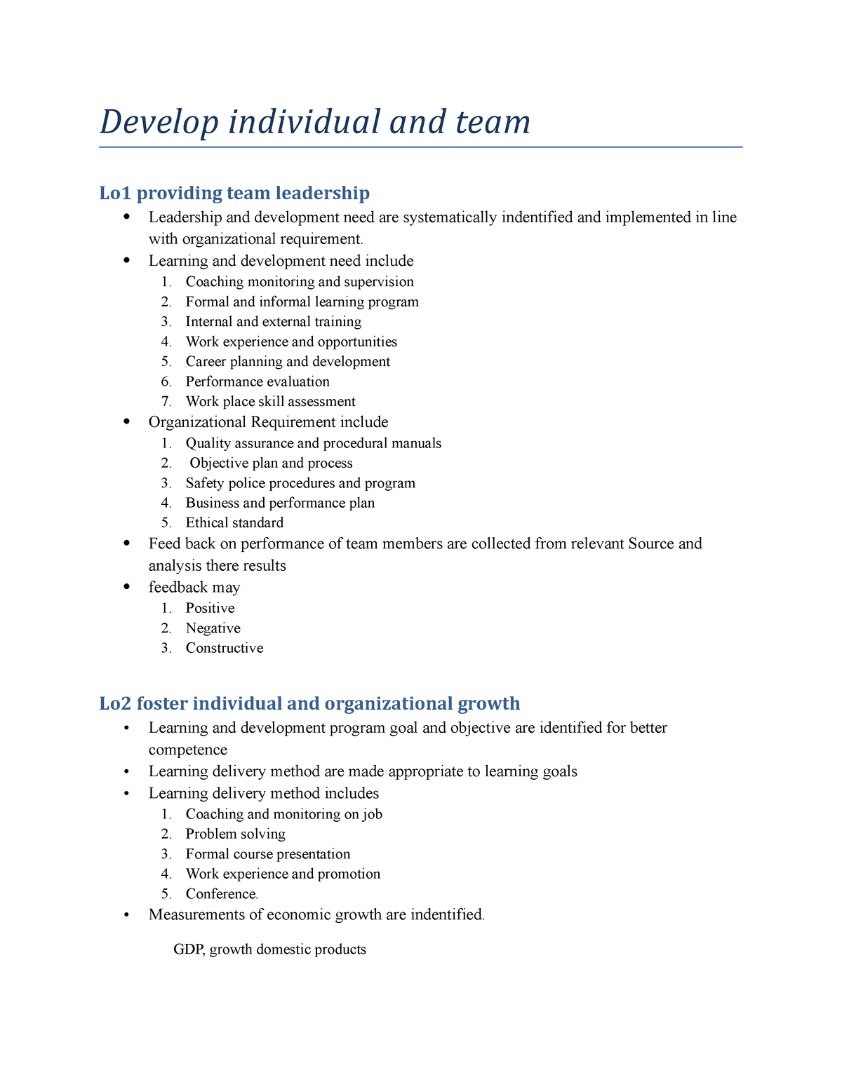 develop teams and individuals assignment