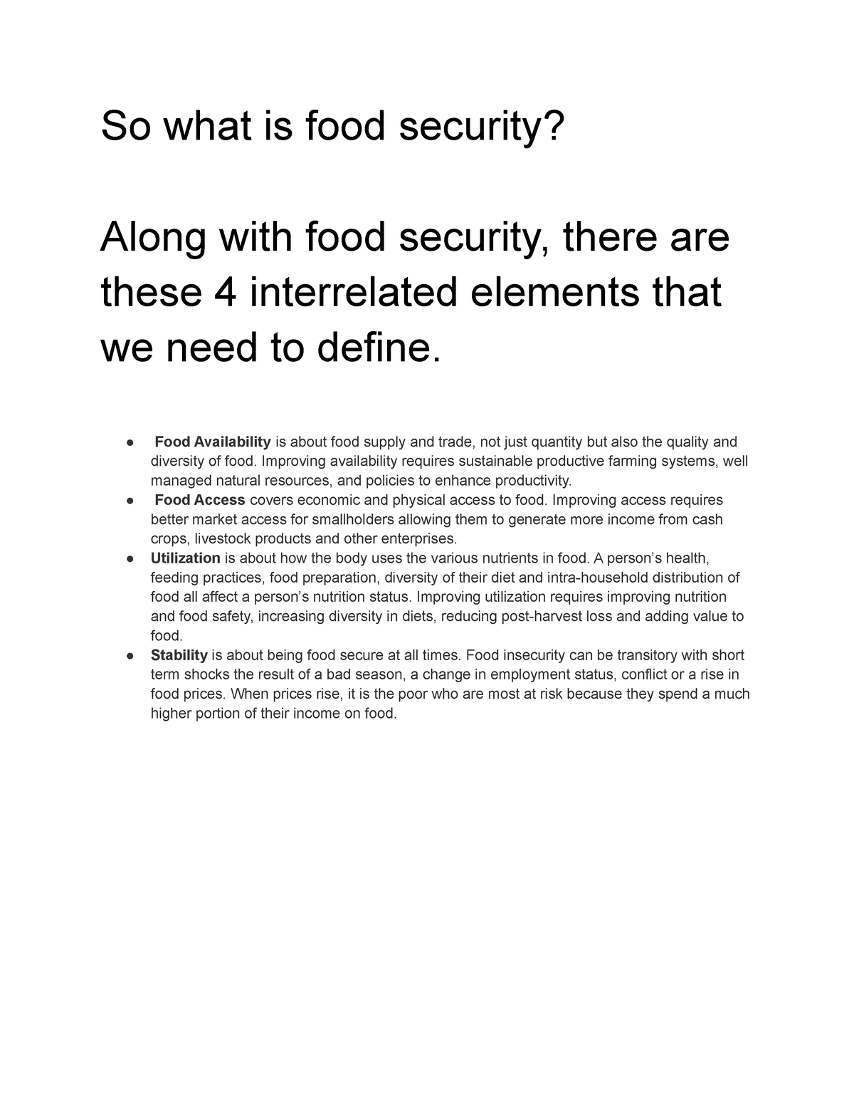 Contempo-Kodigo - Contemporary - So what is food security? Along with ...