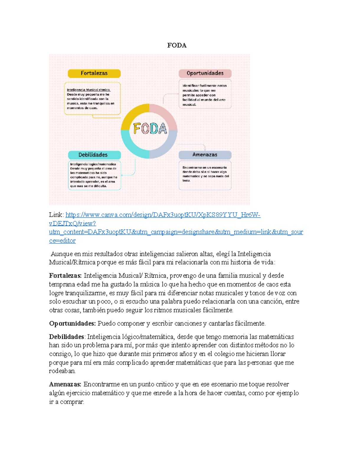 FODA - buena información - FODA Link: canva/design/DAFx3uoptKU ...