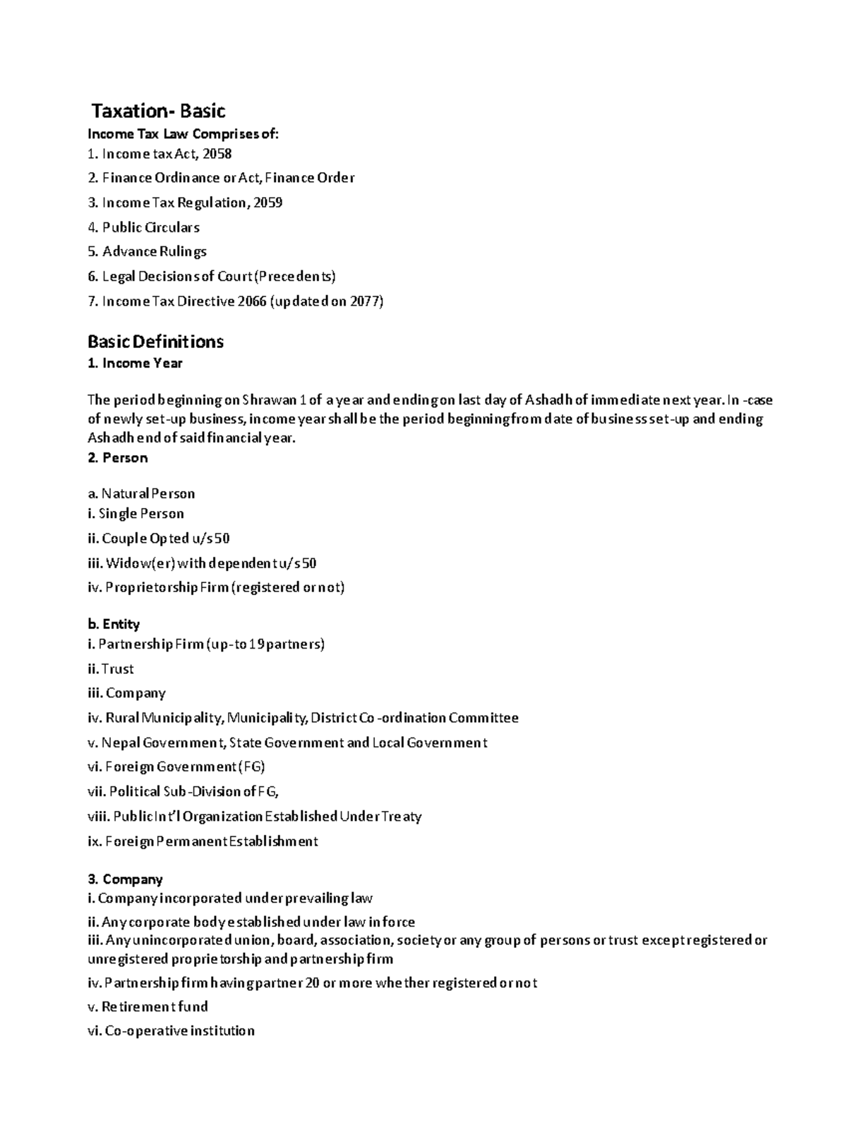 Income tax 1 - Summary Bachelors of Business Studies - Taxation- Basic ...