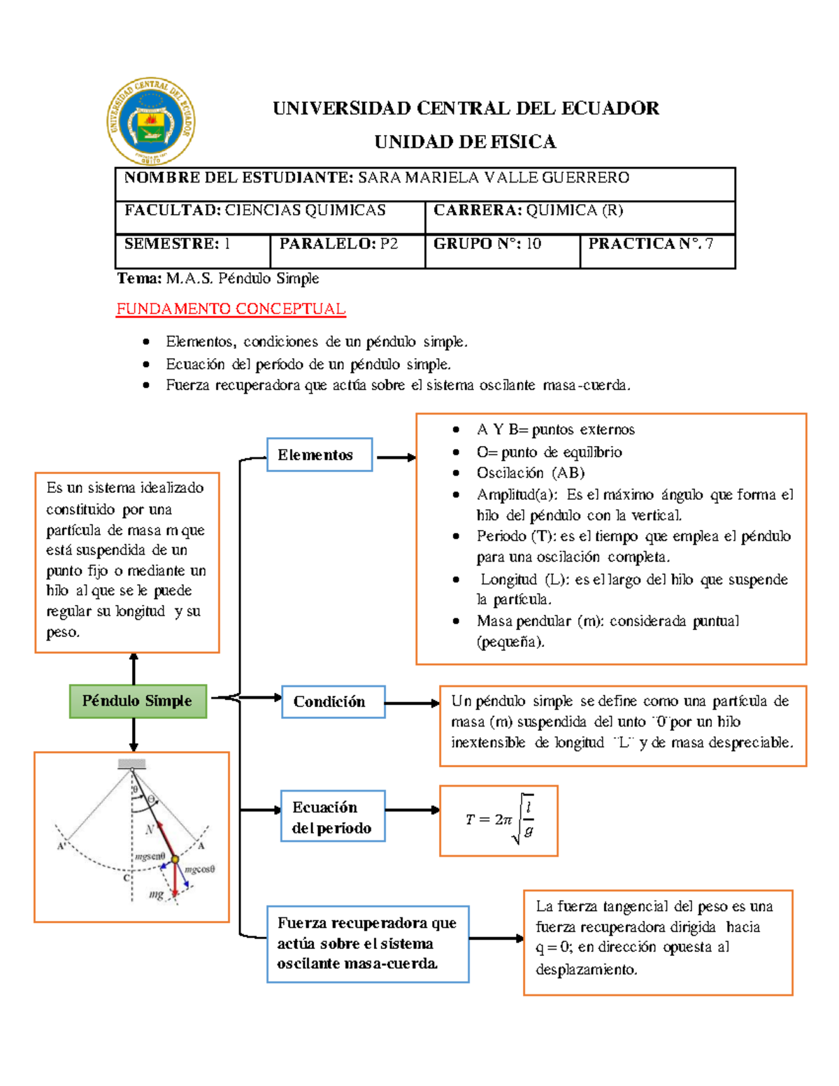 M.A.S Pendulo Simple Fundamento conceptual - UNIVERSIDAD CENTRAL DEL ...