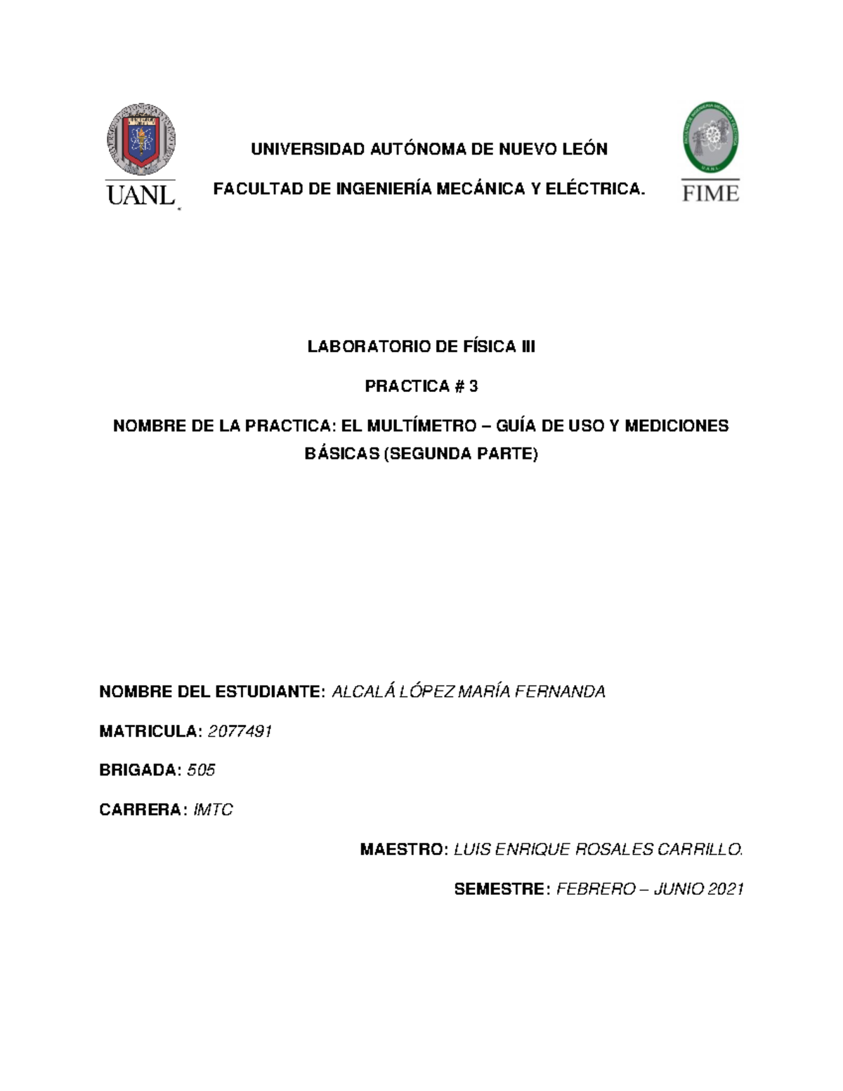 Practica 3 Fisica 3 - 1 - EL MULTÍMETRO – GUÍA DE USO Y MEDICIONES ...