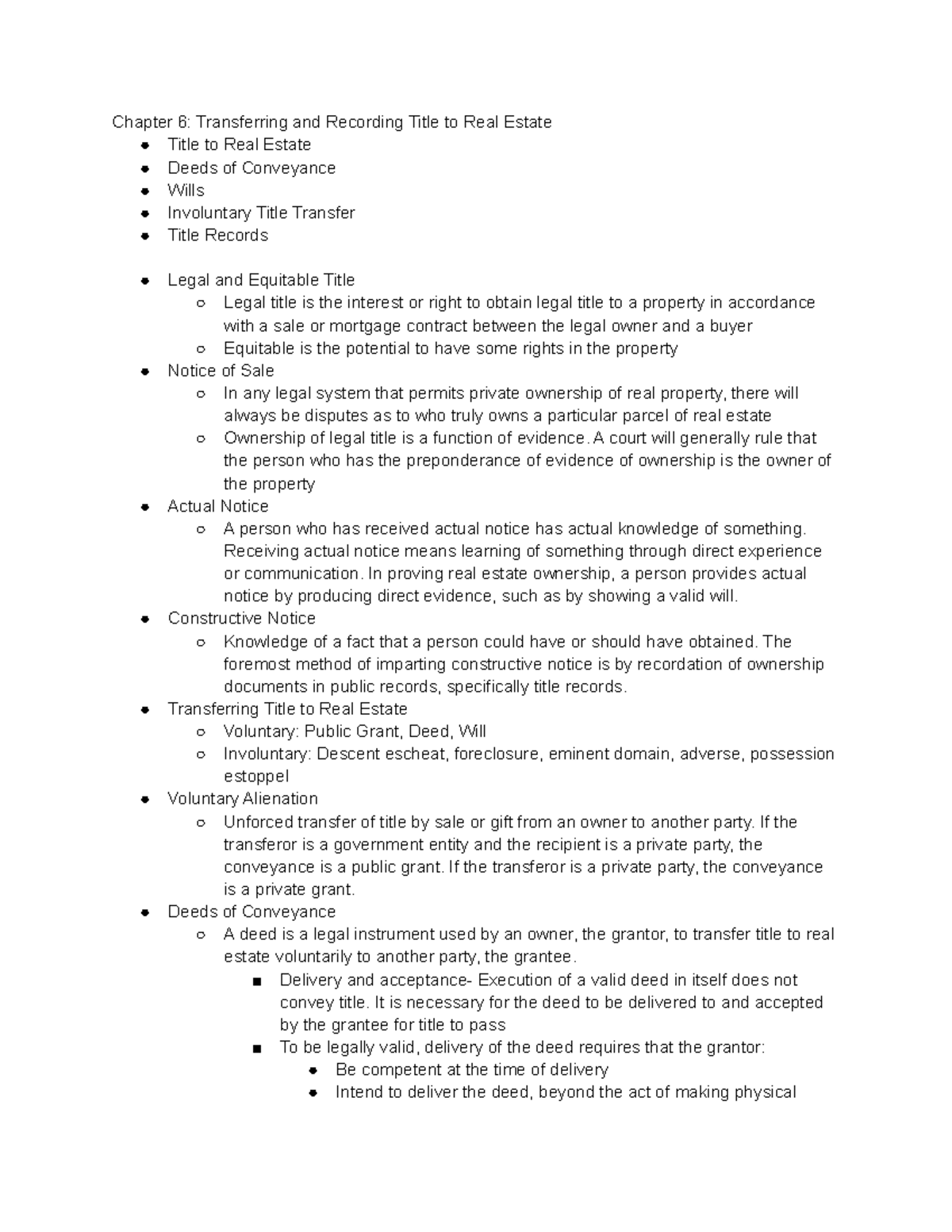 Chapter 6 Transferring and Recording Title to Real Estate A court