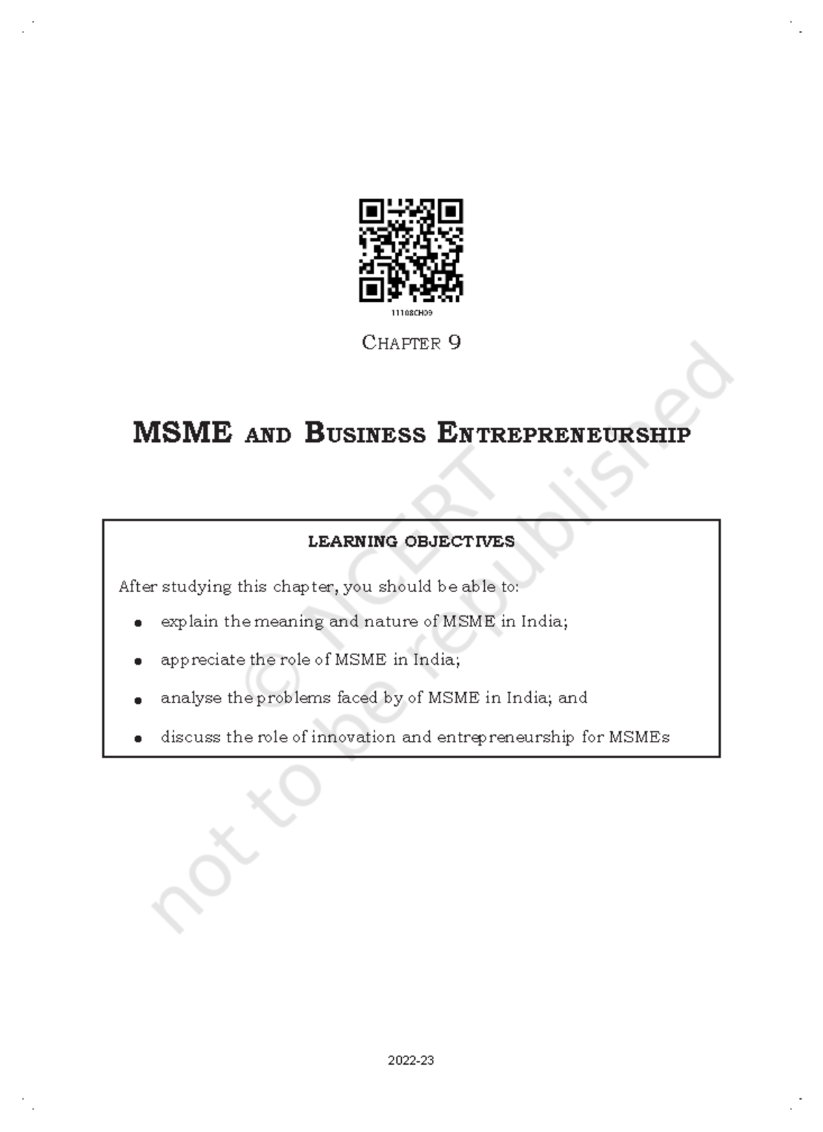 Kebs109 - Good - Chapter 9 MSME and BuSinESS EntrEprEnEurShip LEARNING ...