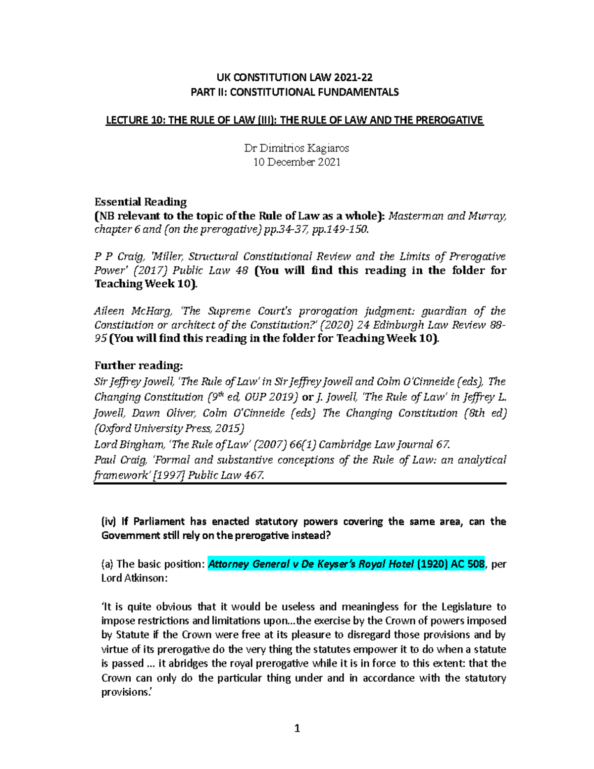 Rule of Law - Rule of law - UK CONSTITUTION LAW 2021- PART II ...