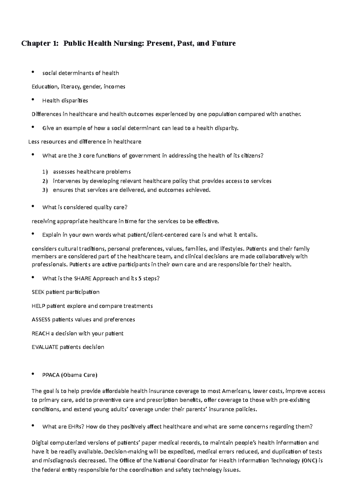 Chapter 1 blueprint - Chapter 1: Public Health Nursing: Present, Past ...