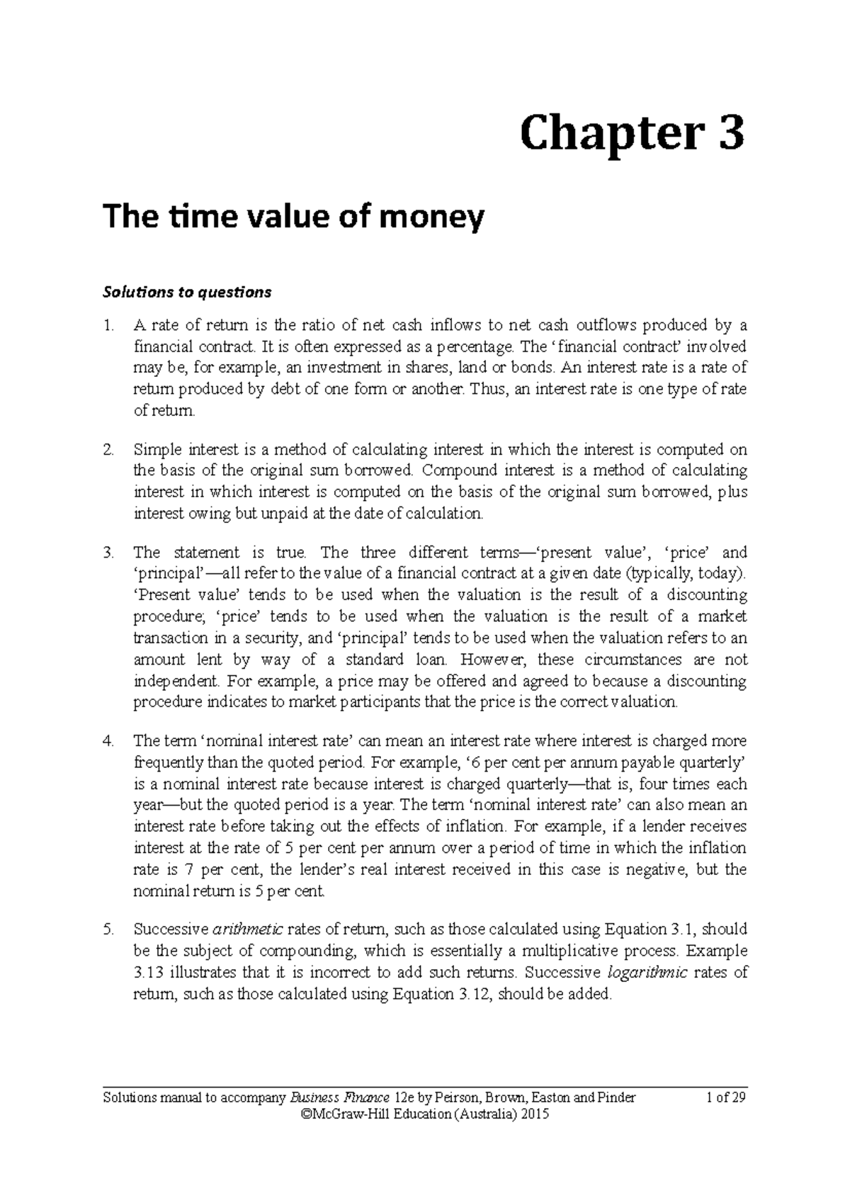 textbook answers - Chapter 3 The time value of money Solutions to ...