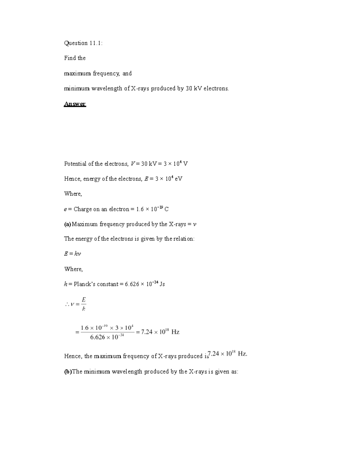 Chapter 11 Dual Nature Of Radiation And Matter - Question 11: Find the ...