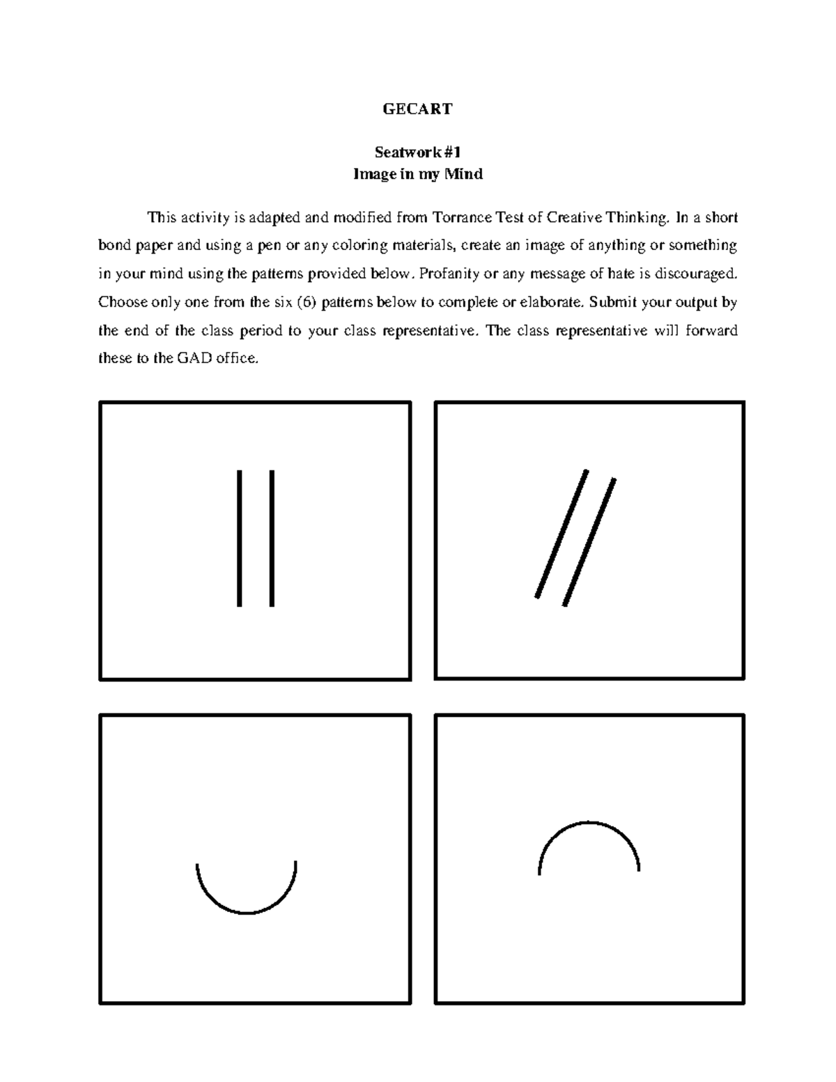 Gecart- Seatwork Introduction-TO-ART- Appreciation - GECART Seatwork ...