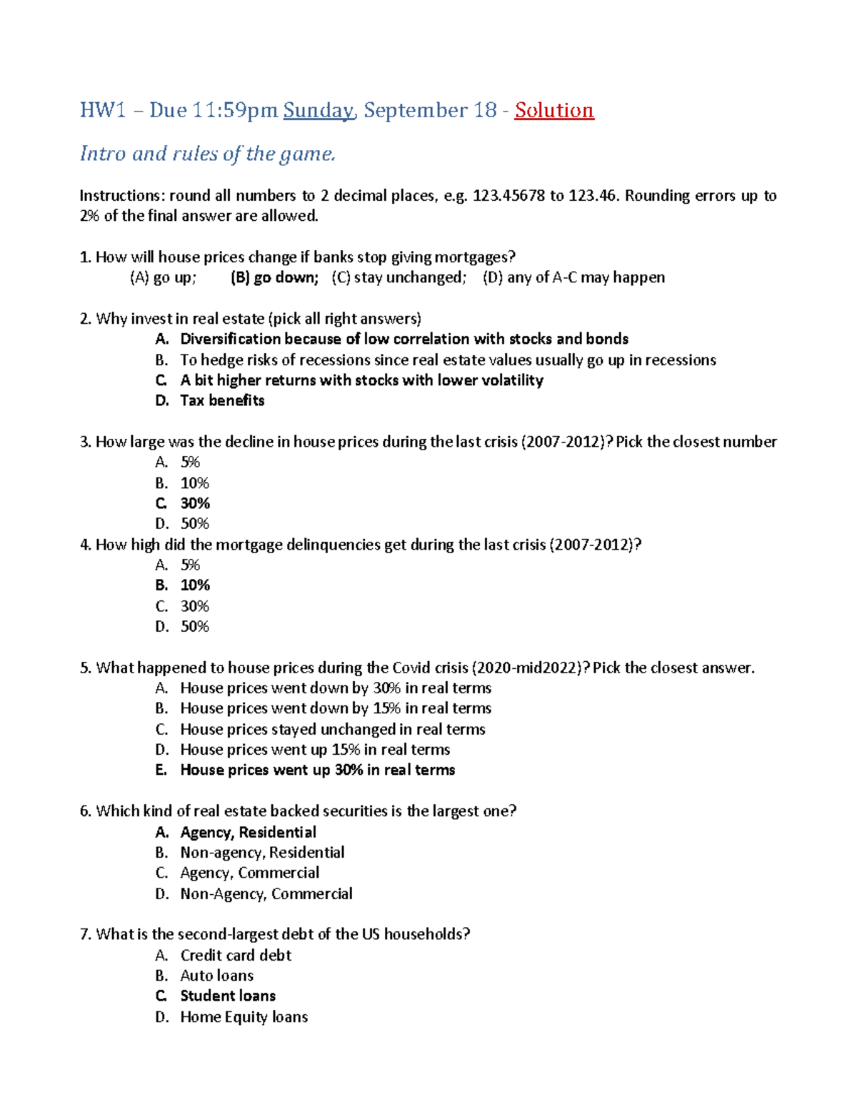 HW1Solution - HW 1 – Due 11:59pm Sunday, September 18 - Solution Intro ...